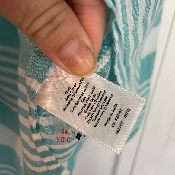 Talbots mint striped beaded neckline top size medium - Picture 7 of 7